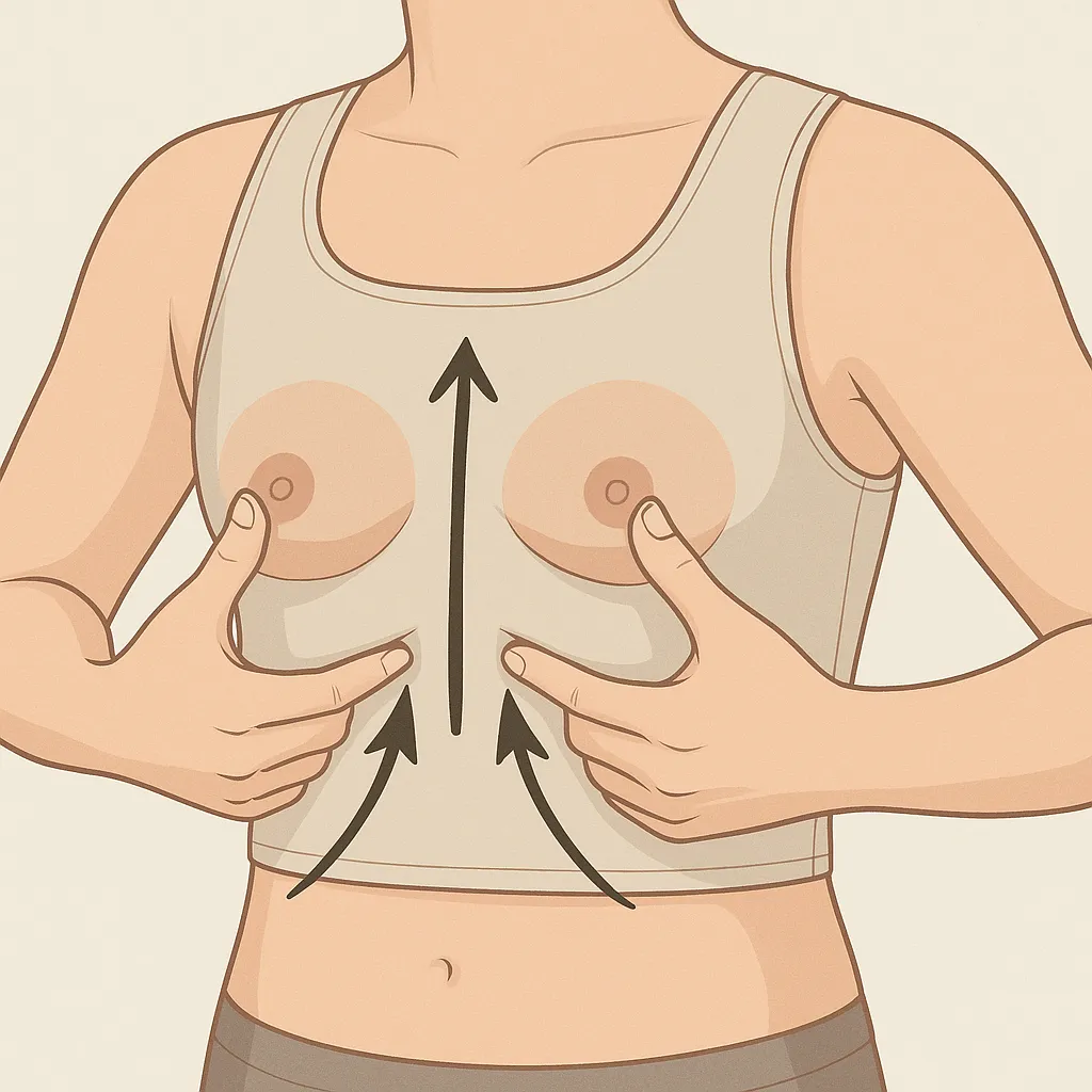 Centrage des mamelons pour un bon positionnement de la poitrine avec un binder